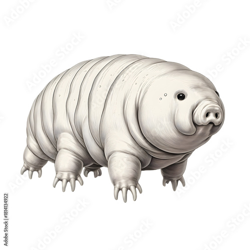 Detailed illustration of a water bear, also known as a tardigrade.