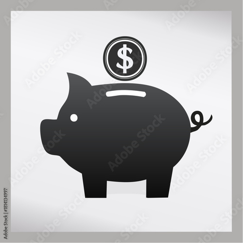 Une tirelire en forme de petit cochon, avec le signe du  dollar Américain