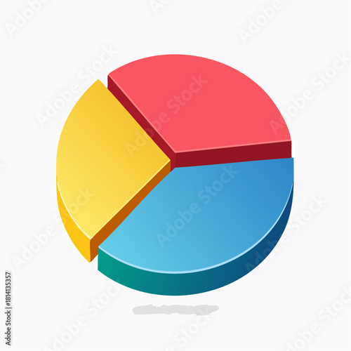Diagramme circulaire, graphique camembert, coloré, isolé sur fond blanc, données, statistiques, analyse, diagnostic