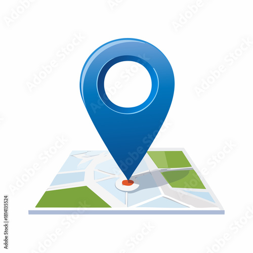 Icône bleue, épingle de géolocalisation, GPS, carte, orientation, isolée sur fond blanc