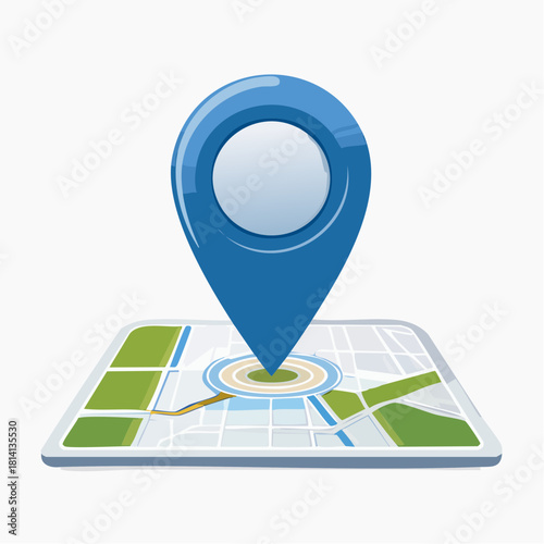 Icône bleue, épingle de géolocalisation, GPS, carte, orientation, isolée sur fond blanc