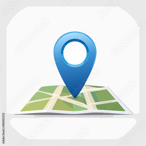 Icône bleue, épingle de géolocalisation, GPS, carte, orientation, isolée sur fond blanc