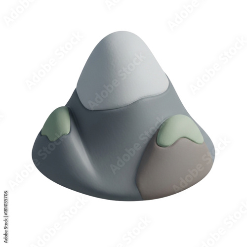 Stylized 3D Mountain Landscape with Snow Cap and Earthy Tones