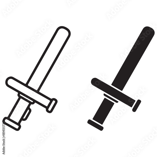 Minimalist Outline and Solid Baton Icons