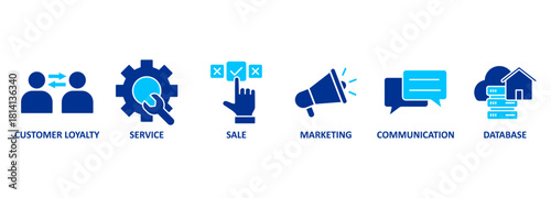 Customer relationship management, concept. Vector Illustration with icons