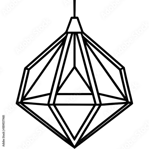 Geometric pendant light fixture outline isolated on