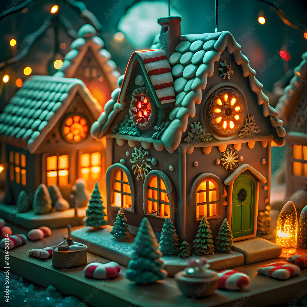 Fototapeta premium christmas tree and house