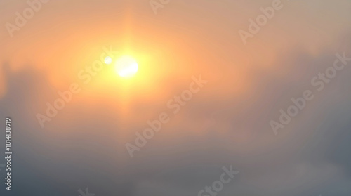 Sunset view with soft clouds in pastel colors and sunlight - overlay background 
