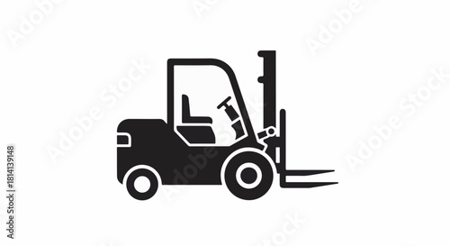 Simple icon of a forklift, representing logistics and industrial work