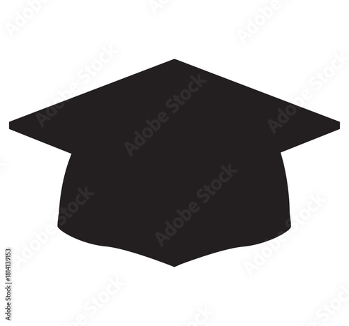 Academic graduation cap icon, minimal mortarboard silhouette representing school success, university study achievements and educational themes