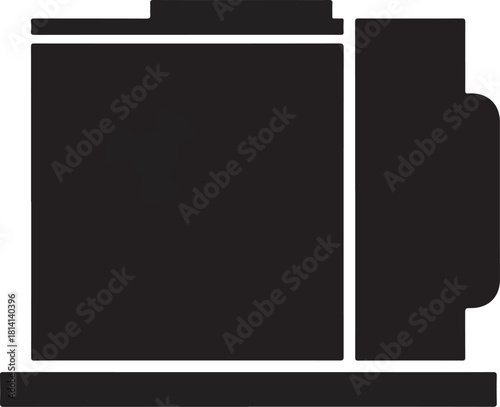 Simple black silhouette of a film camera, evoking nostalgia and creativity.