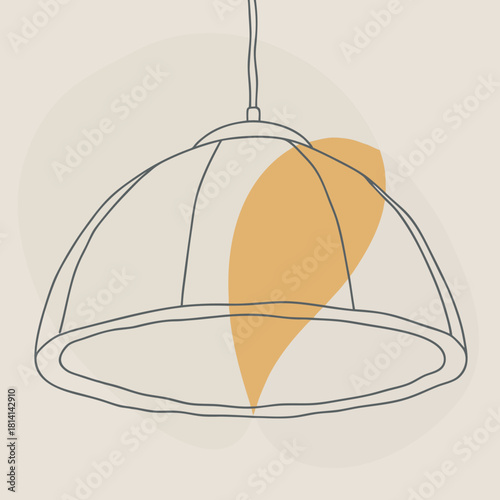 Minimalist line art drawing of a modern pendant light fixture