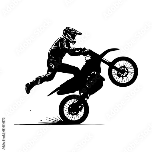 Vector illustration of BMX bikers. BMX bike tricks silhouette set. A biker doing freestyle tricks on his motorcycle silhouette