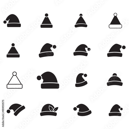 Christmas hats icon set in black vector style