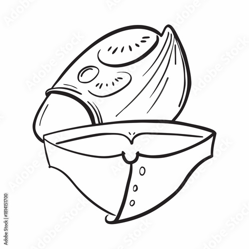 Line art drawing of a pair of vintage mens briefs or underpants