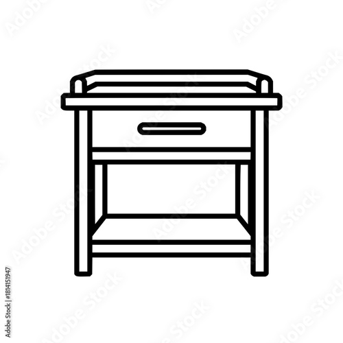 Outline nightstand bedside table furniture vector drawing for bedroom interior design and home decor ideas