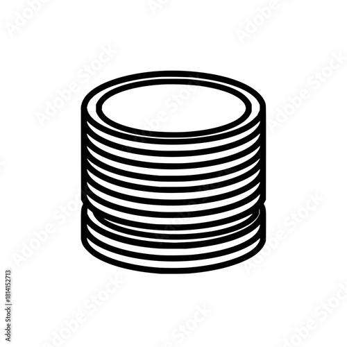 Stack of coins vector illustration, money currency savings investment finance wealth, black and white line art
