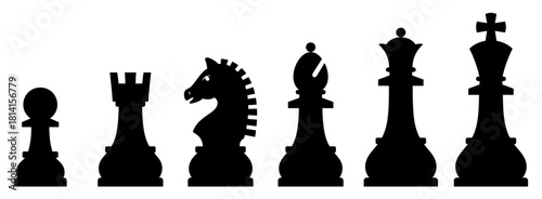 様々な形のチェスの駒のアイコンのベクターイラストのセット