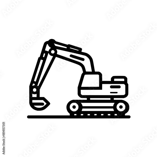 Excavator construction equipment heavy machinery vector icon illustration for building and digging projects