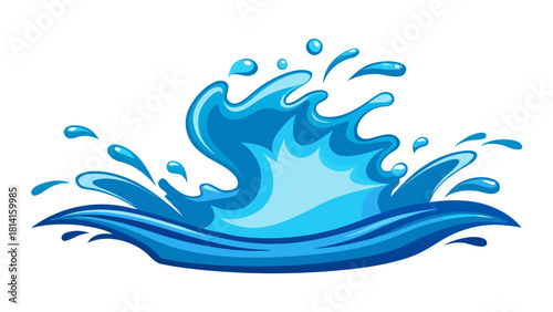 Vibrant blue water splash with droplets and waves