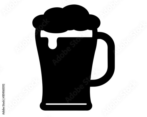 a glass of beer  black silhouette vector,beer  mug icon, glass icon vector