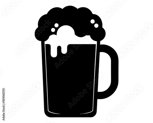 a glass of beer  black silhouette vector,beer  mug icon, glass icon vector