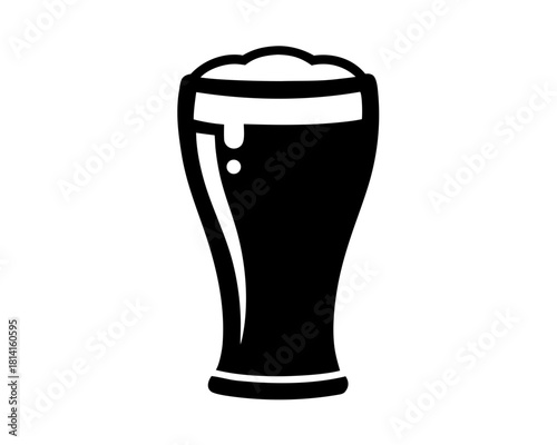 a glass of beer  black silhouette vector,beer  mug icon, glass icon vector