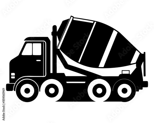concrete mixer truck  black silhouette vector,mixer truck icon