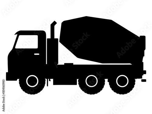 concrete mixer truck  black silhouette vector,mixer truck icon