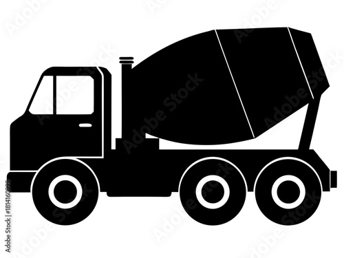 concrete mixer truck  black silhouette vector,mixer truck icon