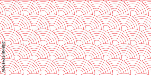 red Japanese wave pattern background. Waves background illustration. Japanese seamless pattern vector.