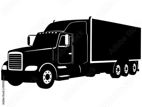 semi truck  silhouette vector,semi truck icon vector