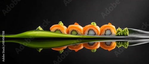 Fototapeta Naklejka Na Ścianę i Meble -  Exquisite Sushi Rolls Garnished Elegantly