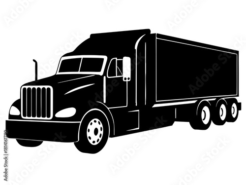 semi truck  silhouette vector,semi truck icon vector