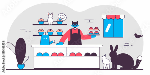 Step into a whimsical world where a bakery is home to a variety of animals, each with their own unique personality. The 8k resolution captures every tiny detail of the miniature setting, from the intr