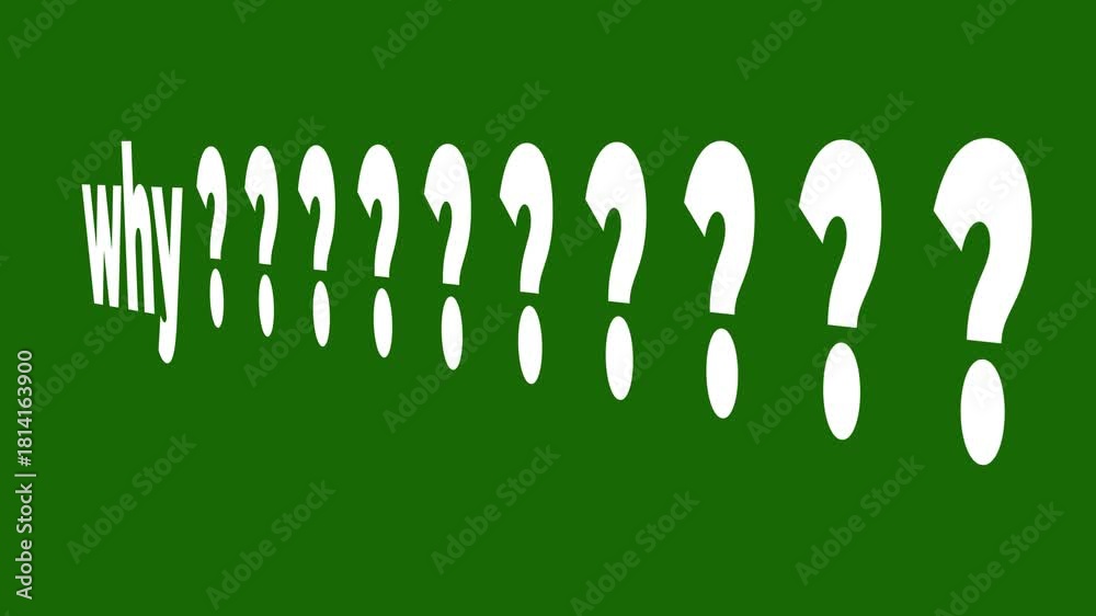 Set of question marks getting bigger. Asking why repeatedly. Big ...