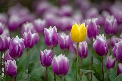 Tulips in Bloom Purple and Yellow