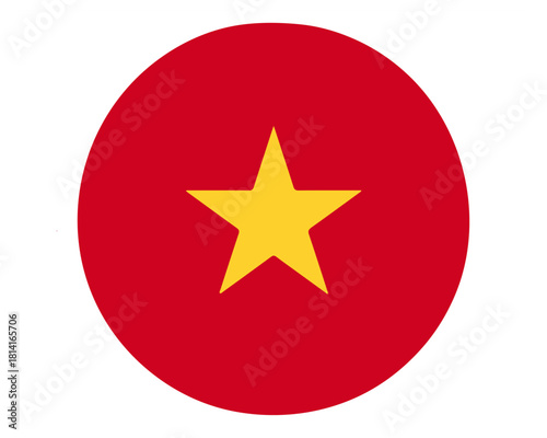 Circular flag of vietnam, national symbol, patriotism, country icon. isolated on white background, Vector