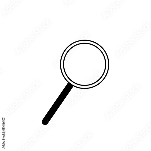Simple Black and White Magnifying Glass for Research and Discovery