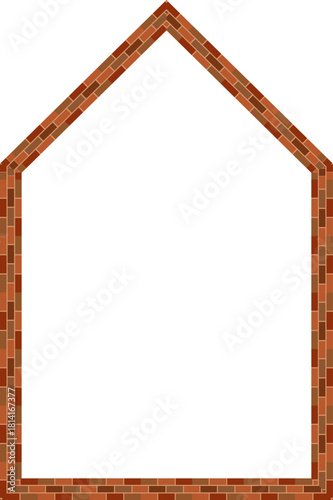Triangular Arch frame window door brick brickwork brown border picture frame vintage retro antique handcraft framework architecture decorative element isolated background