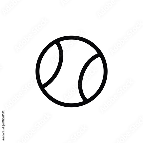 Minimalist black outline tennis ball icon for sports and games