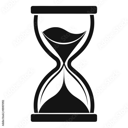 Hourglass with Sand vector clean black silhouette design white background