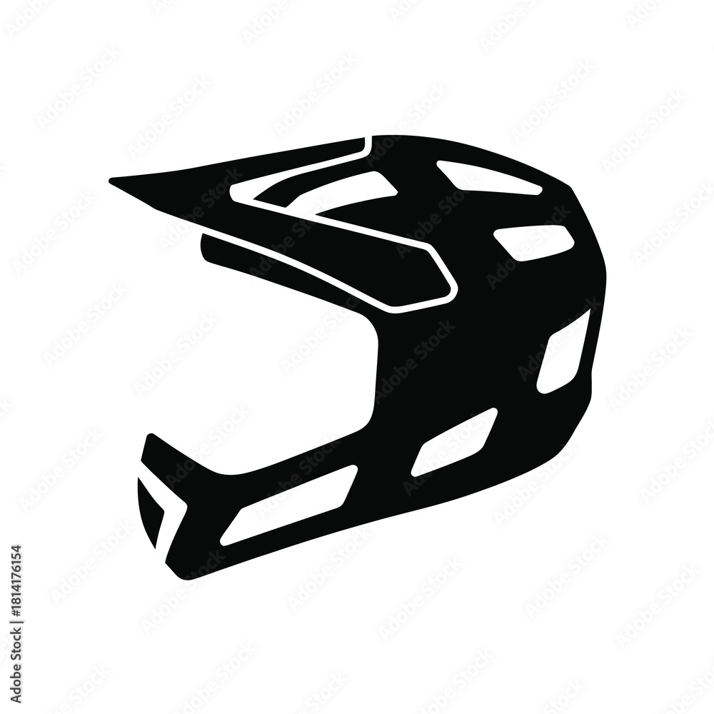 Fototapeta premium Full face mountain biking helmet vector silhouette graphic design