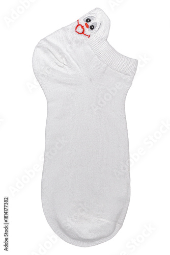 White socks with funny faces isolated on white background, clipping path included