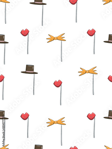 Playful Hand-Drawn Party Photo Booth Props Pattern