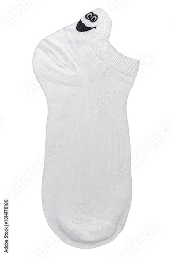 White socks with funny faces isolated on white background, clipping path included