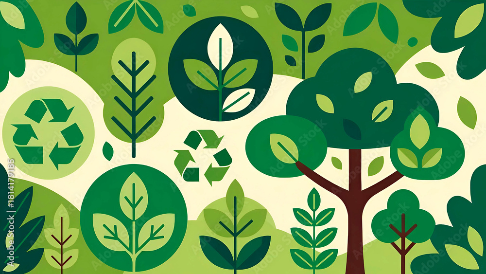 seamless pattern with green leaves