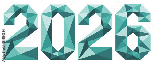 polygonal 2026 number illustration