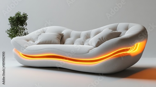 3D render of ergonomic smart sofa with heating function