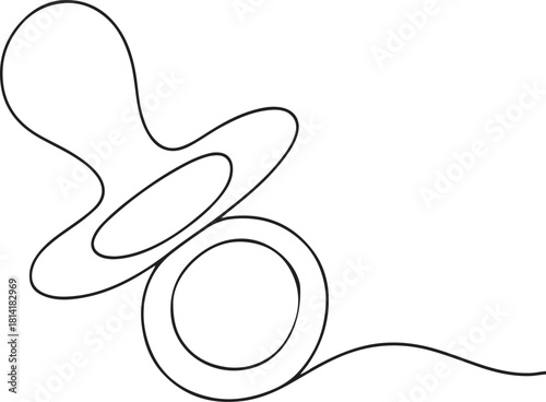 Simple black silhouette icon of a baby pacifier or soother for infant comfort and soothing